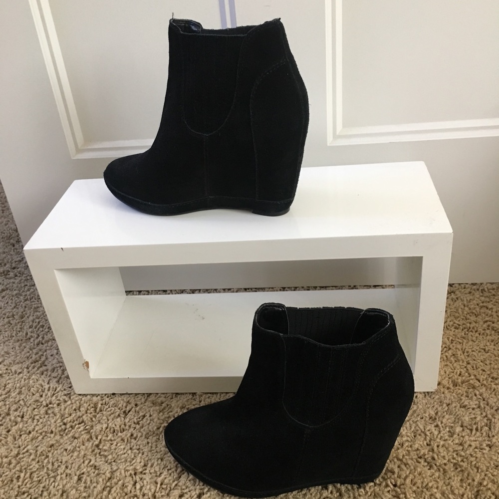 BP Black Suede wedge booties